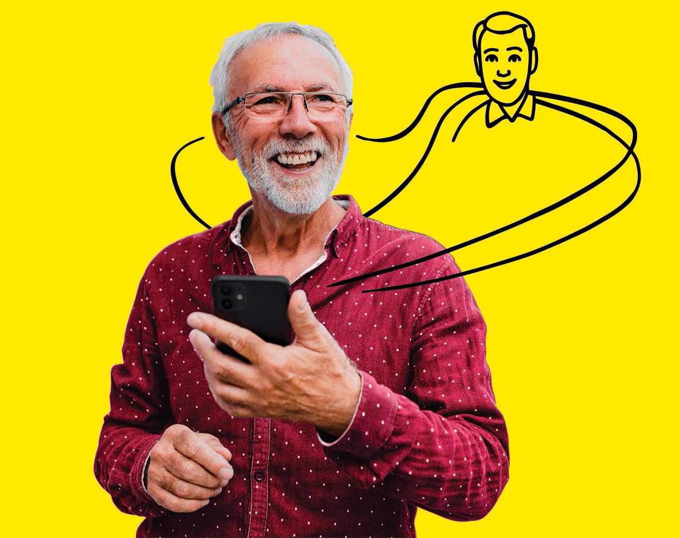 Man using direct streaming to connect his Interton Move hearing aids.