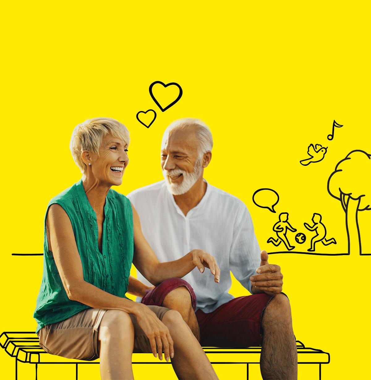 Couple enjoying clear conversation with the use of Interton Move hearing aids even in challenging environments.