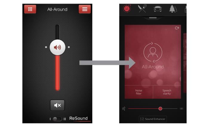 The updated, intuitive interface of the ReSound Smart app 