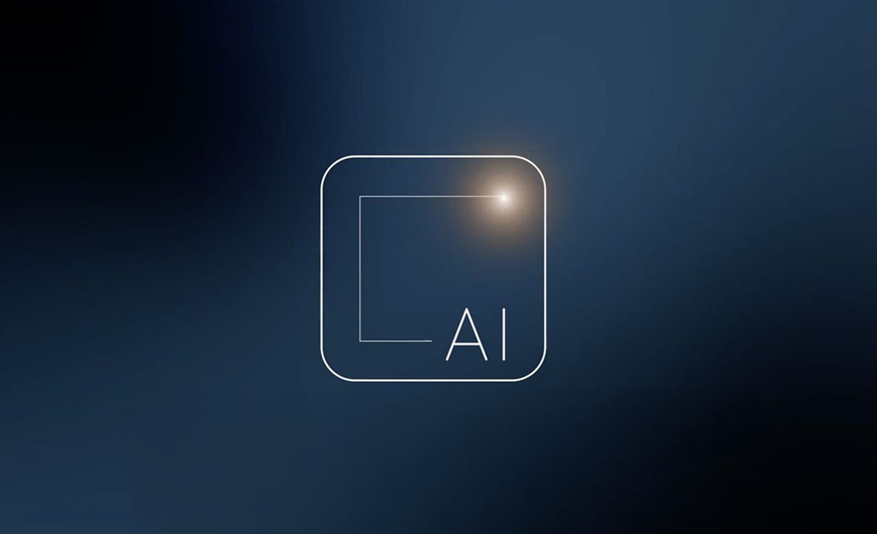 AI icon on a blue background